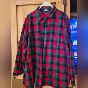 Womens 3X Flannel Shirt Duluth Trading Co. Red and Black EUC Heavy